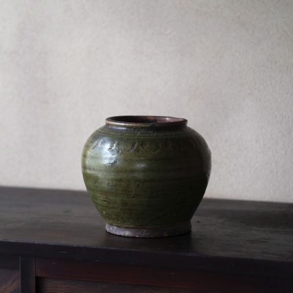 お歯黒壺 飴釉 越中瀬戸焼 小壺 花入 花器 カトラリー立て 骨董