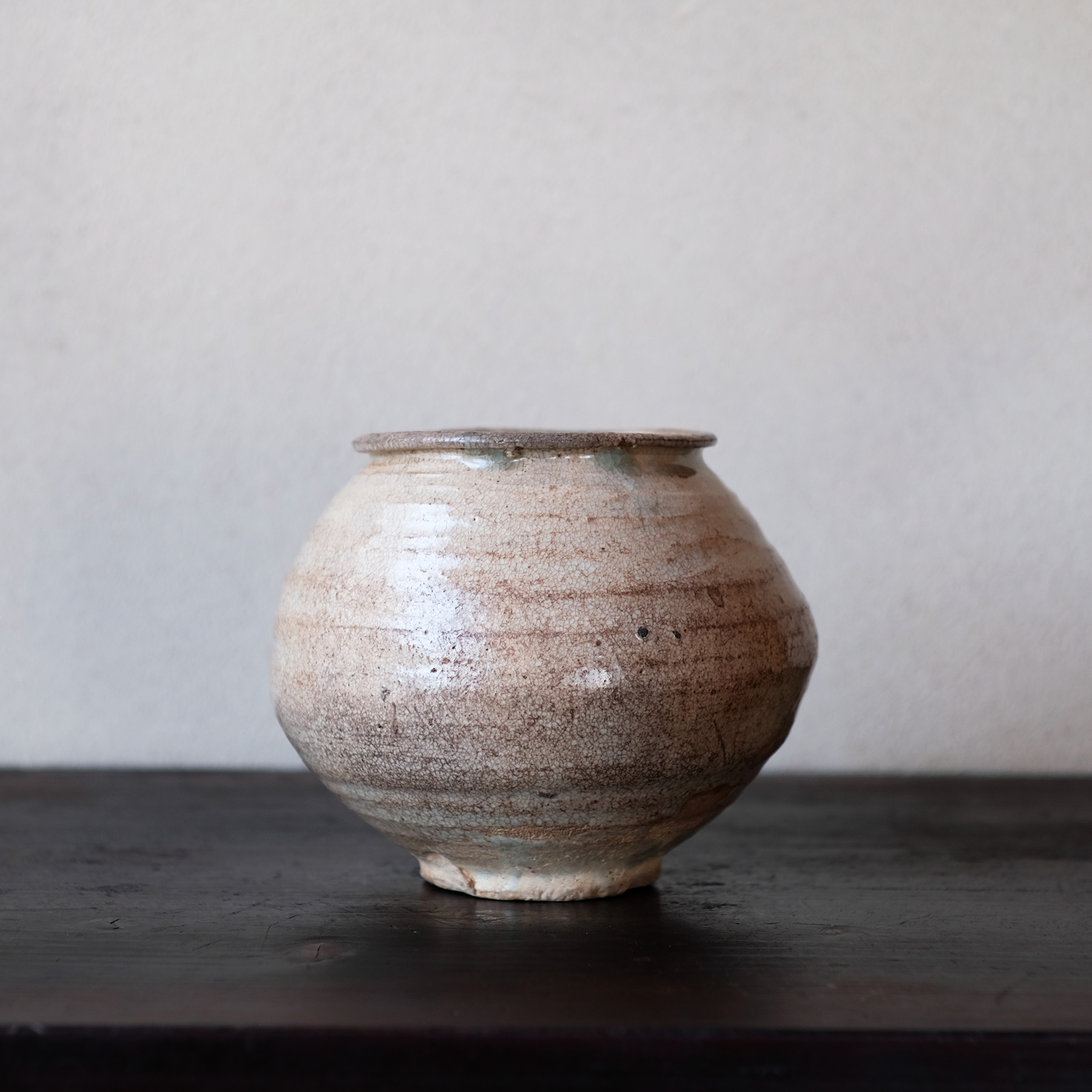 睦】李朝 鉄絵 魚文 偏壺 染付 逸品 俵壺 共箱