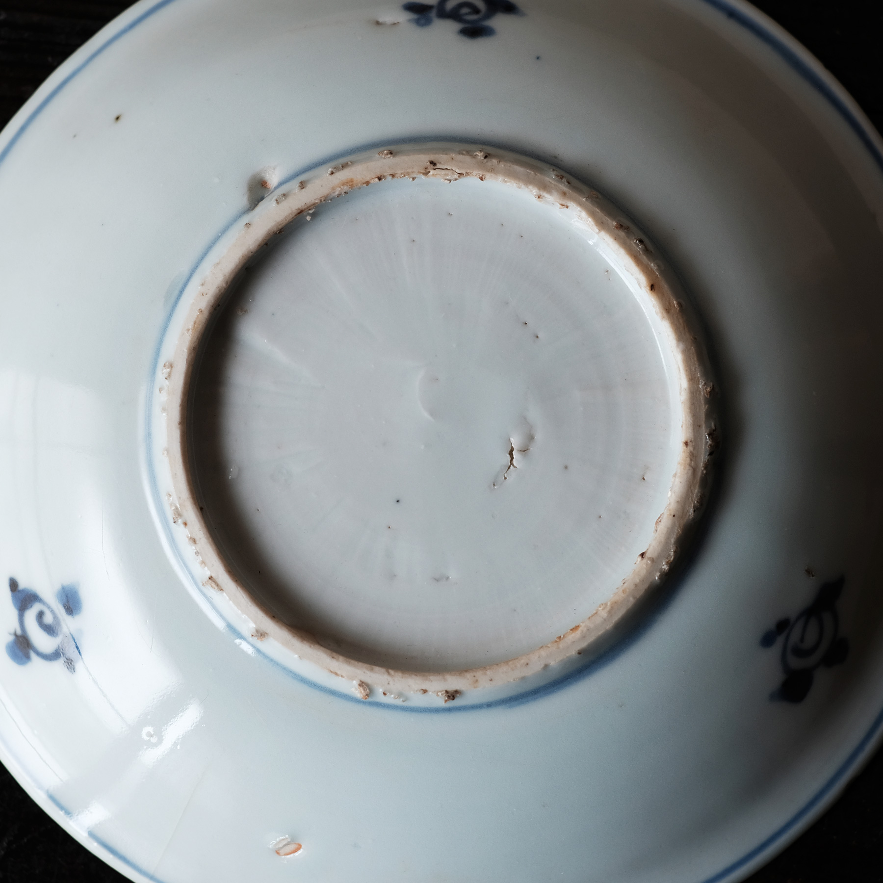 李朝 古玩 古染付 染付 中皿 菓子皿 茶道具 蔵出し 2客 李朝 古玩 古