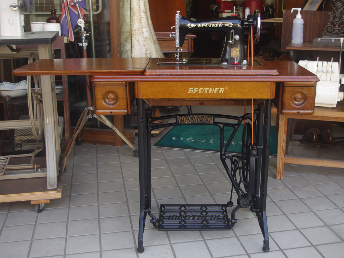アンティーク ブラザー ミシン台 ソリッドオークトップ ブラザー