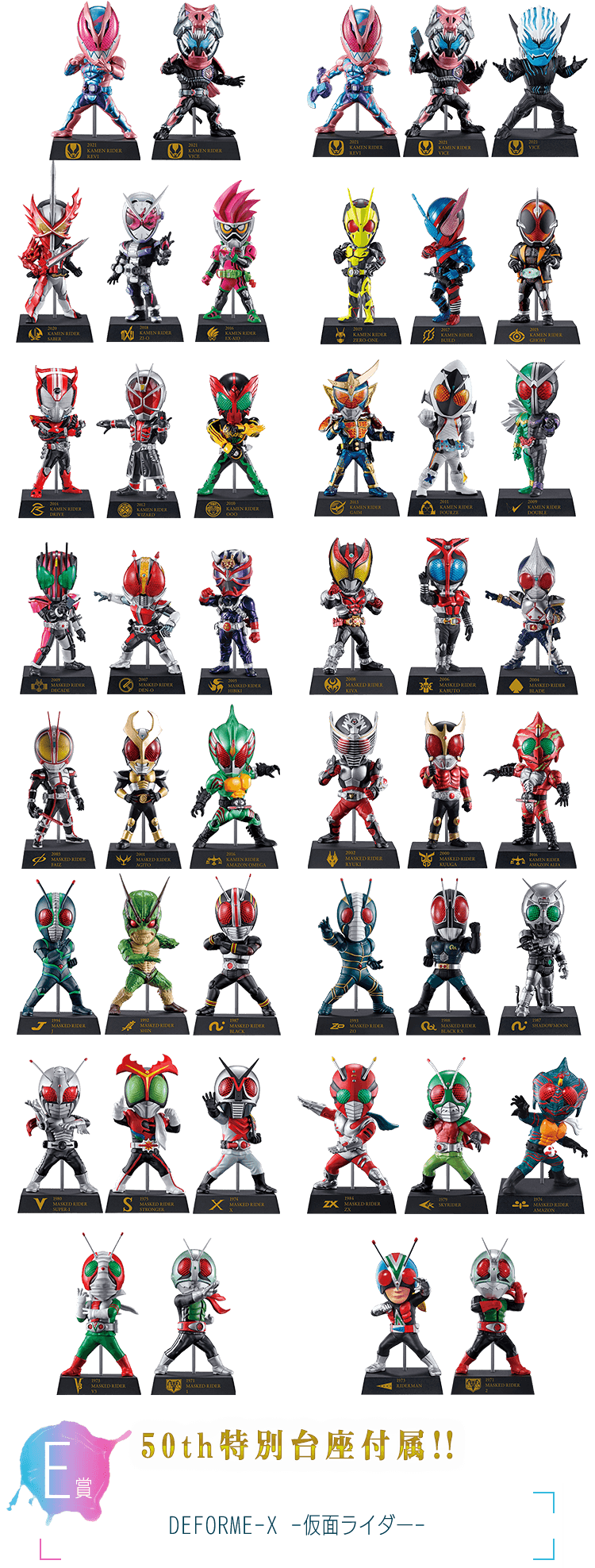 ディフォルメクス45種フルコンプセット】一番くじ 仮面ライダー 50周年