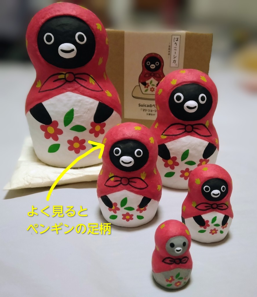 Suicaのペンギン はりこーシカ（だるま）5体セット 新品 Suicaの