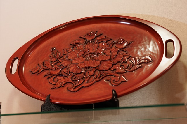 未使用品 鎌倉彫 菓子器 中 アンティーク 昭和レトロ 鎌倉彫青山工房の