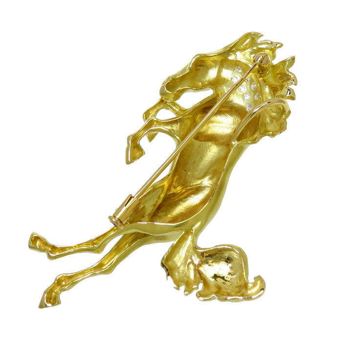 馬モチーフ ブローチ兼用 艶消し ダイヤモンド 計0.13ct ペンダント