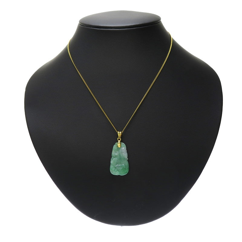 彫刻 彫り翡翠 ペンダントトップ K18ゴールド 18金 5.1g レディース