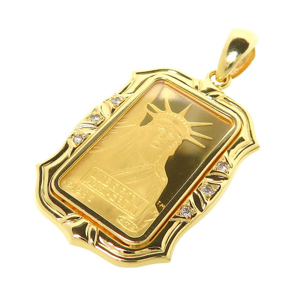 純金K24ゴールドインゴット5gペンダントトップ総重量5.6g自由の女神