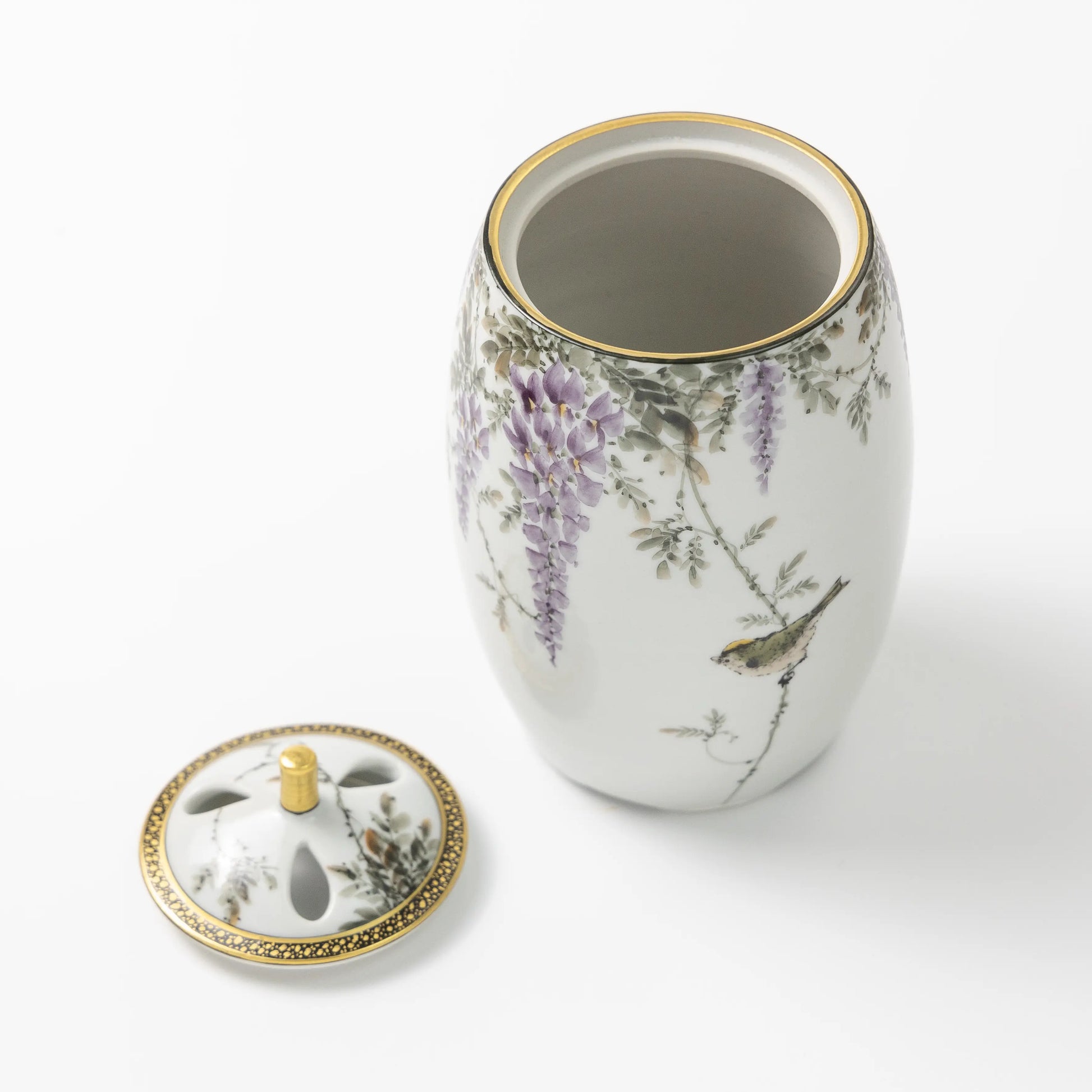 九谷焼 中村陶志人作 4.5号香炉 藤に鳥 – 漆陶舗あらき 輪島塗 九谷焼