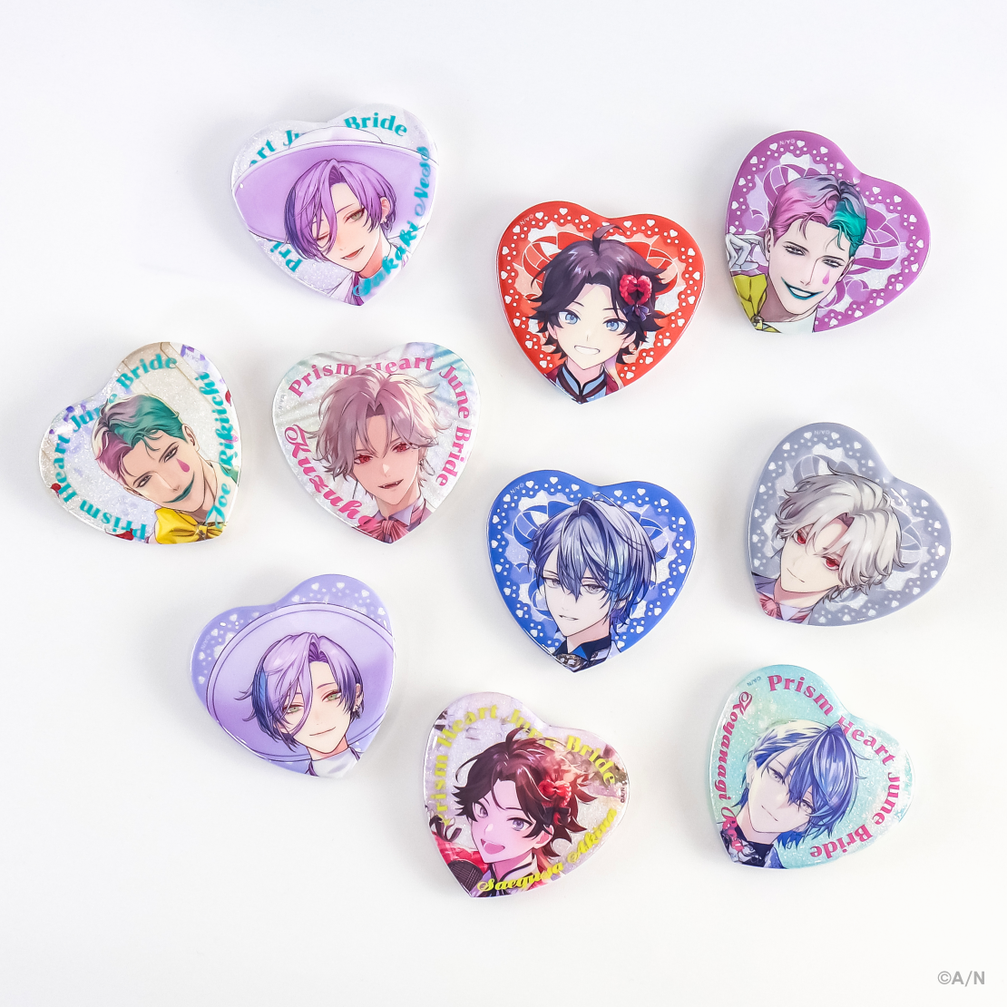 Prism Heart June Bride】ランダムハート型缶バッジ Aグループ｜にじ