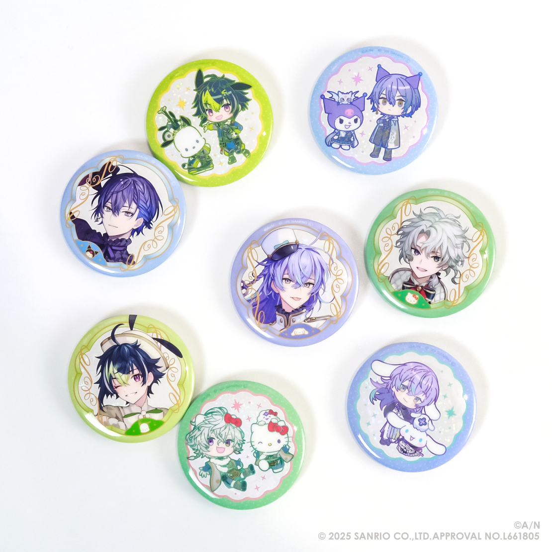 Dytica×サンリオキャラクターズ】ランダムキラキラ缶バッジ｜にじさん