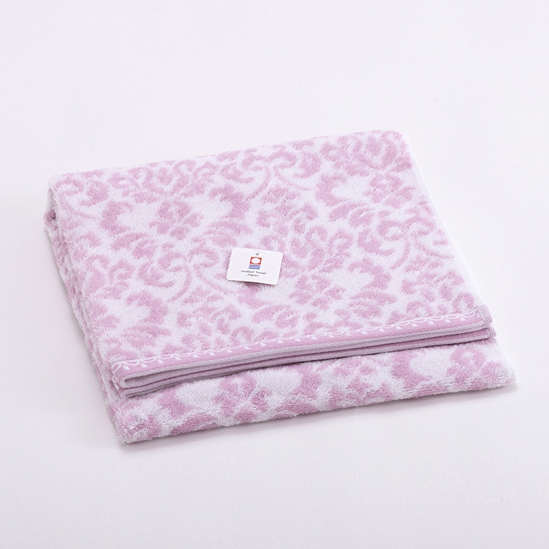 ダマスク柄 バスタオル（今治）(（バスタオル）60×120cm ピンク