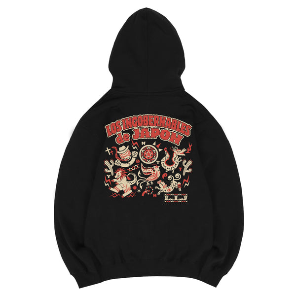 E.YAZAWA パーカー(ロゴ星) ブラック/シルバー L E.YAZAWA パーカー