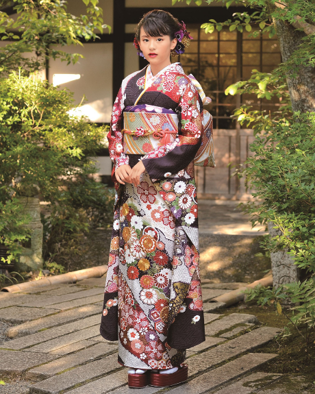 F5 橘の花模様 金駒刺繍 金彩 縮緬 山吹色 袷 正絹 成人式 振袖襦袢