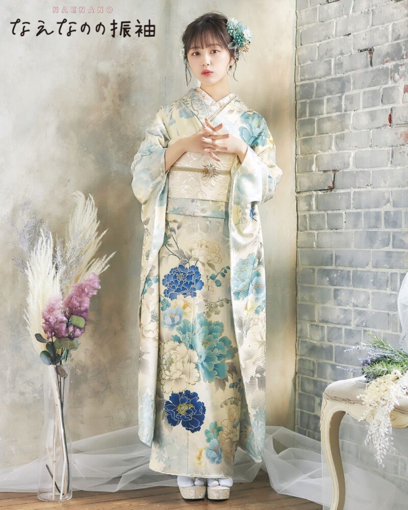 正絹可愛らしい水色の振袖セット