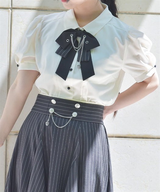 ハトメ×チェーン付リボンブラウス | axes femme online shop