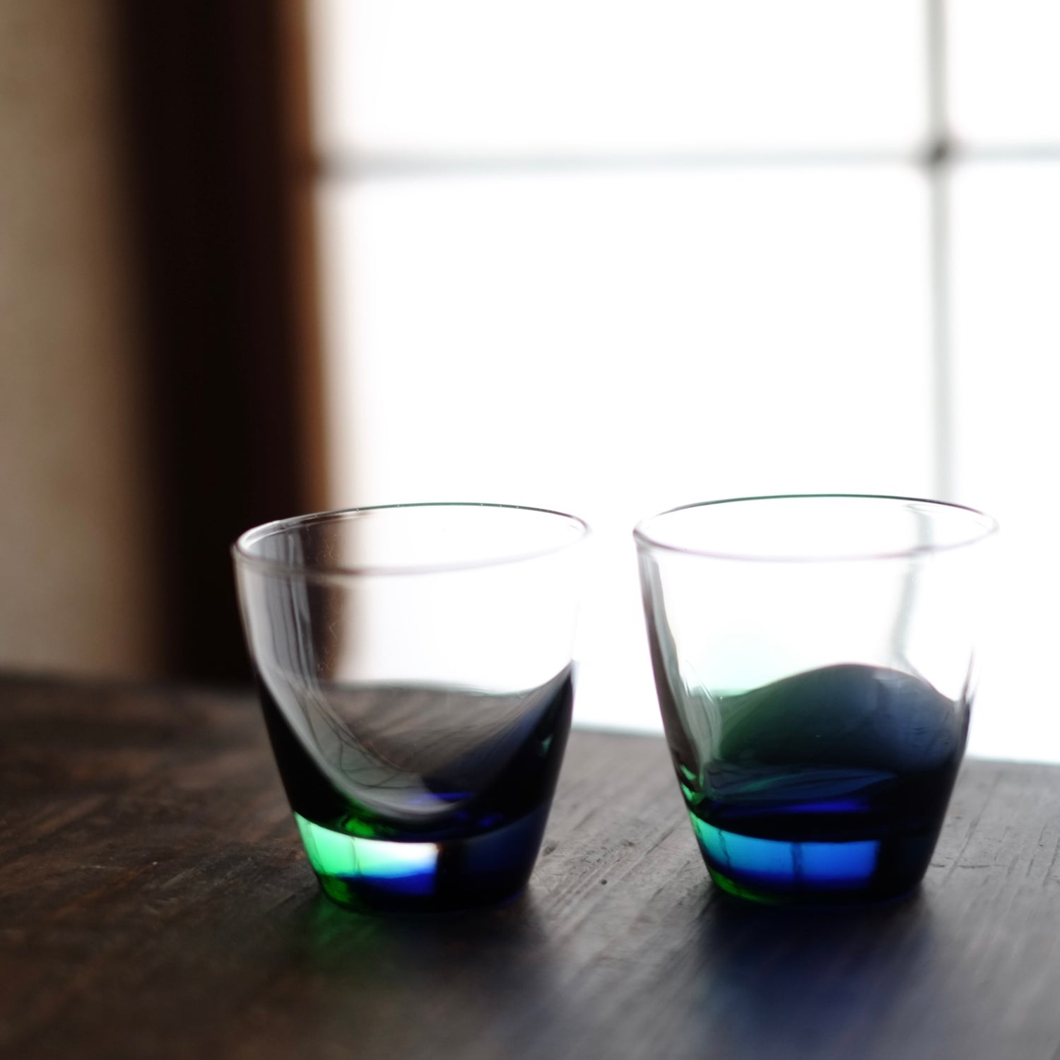 青ガラス 瓶・コップセット【欠けあり】 青ガラス 瓶・コップセット