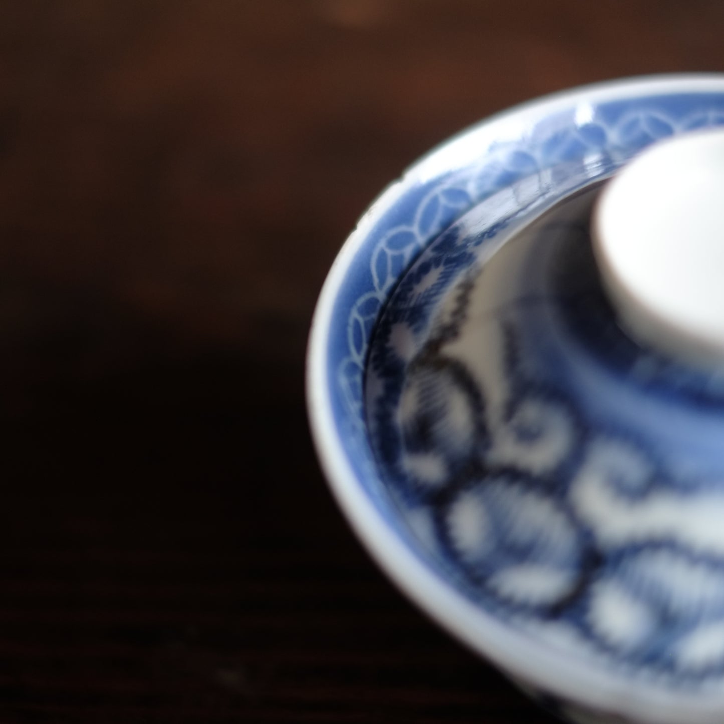 古伊万里染付七宝繋ぎ紋に龍の図膾皿5客江戸期A050AS-CKk