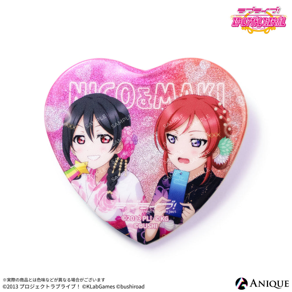 ラブライブ 西木野真姫 穂乃果 ハート缶バッジ ミニ色紙 カード ペア