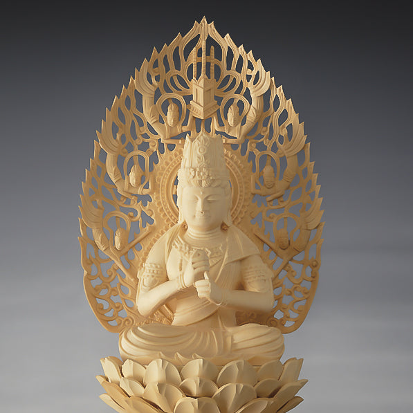 白檀 金泥書 大如来3寸 六角ケマン台 木彫り 仏像 アンティーク 置物