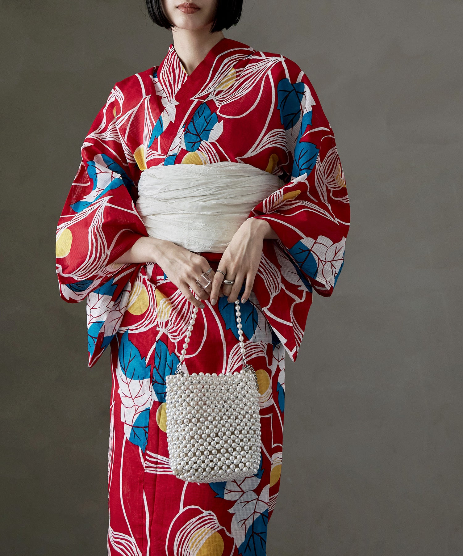 綿仕立て上がり浴衣＋しわ兵児帯 2点セット 紅夜の鬼灯｜浴衣セット