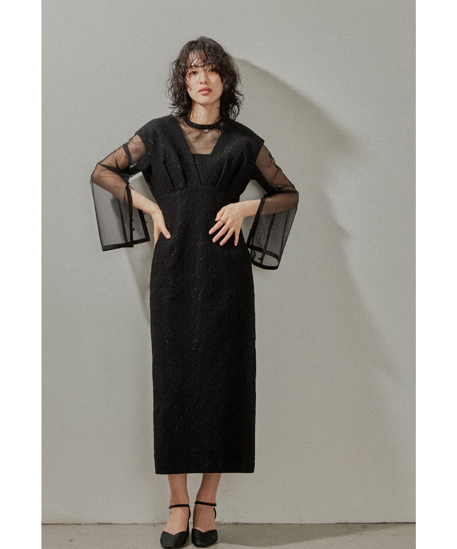 V line ジャガードドレス 結婚式 パーティードレス 同窓会 お呼ばれ