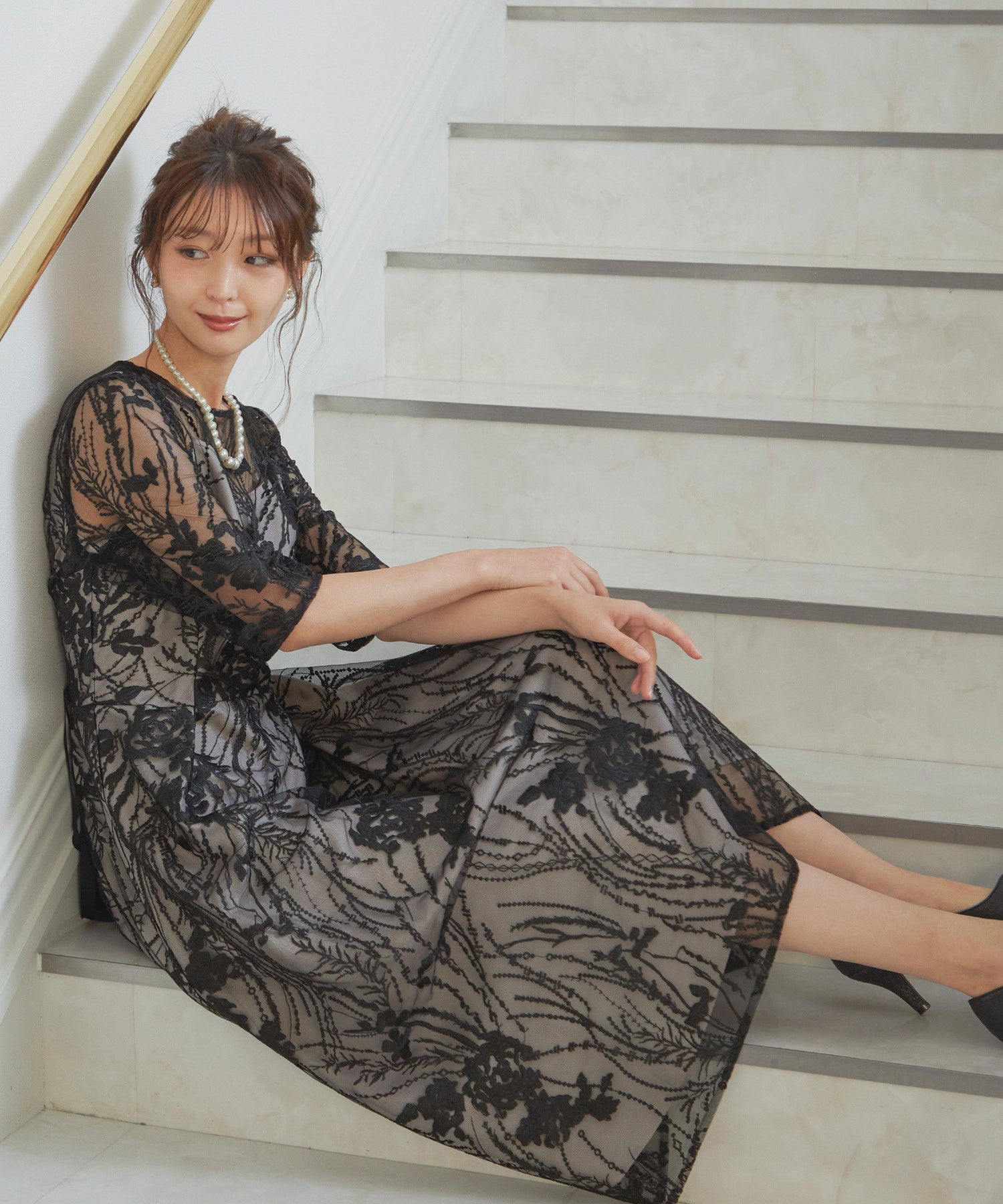 総レース バックリボン パーティードレス｜パーティードレス・結婚式