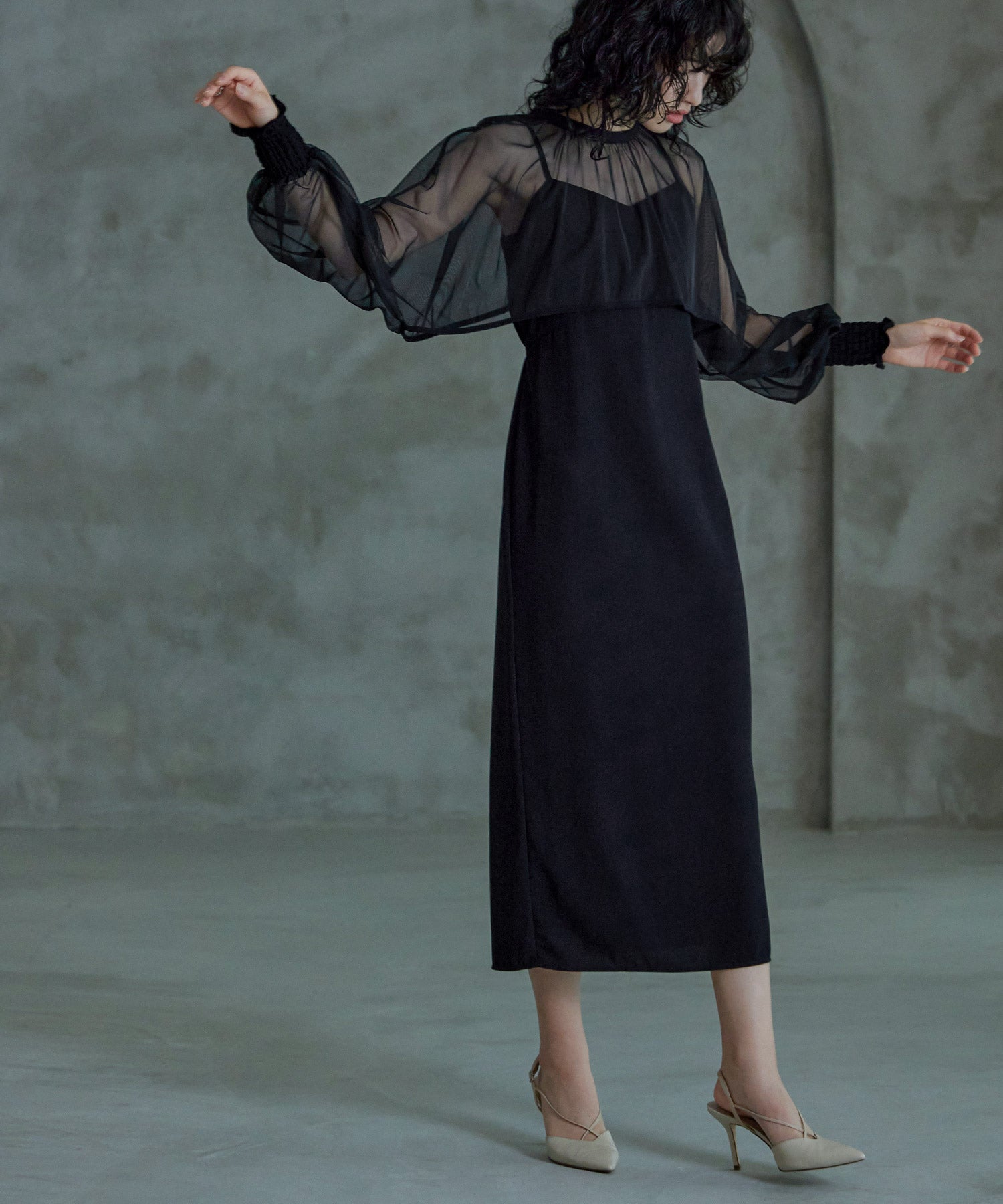 チュールボレロIラインキャミワンピセットドレス｜パーティードレス