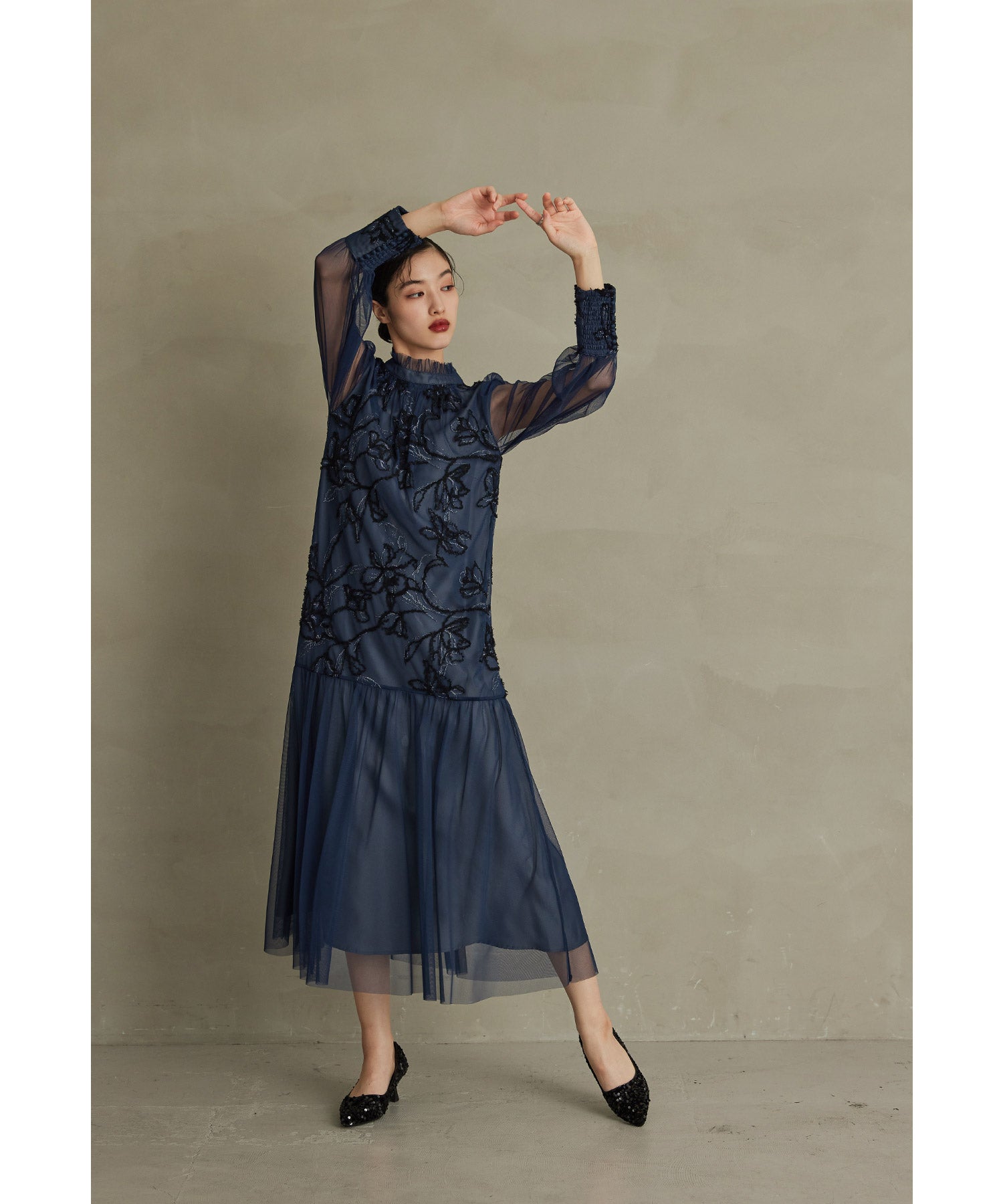 フェザーフラワーチュールドレス 結婚式 パーティードレス