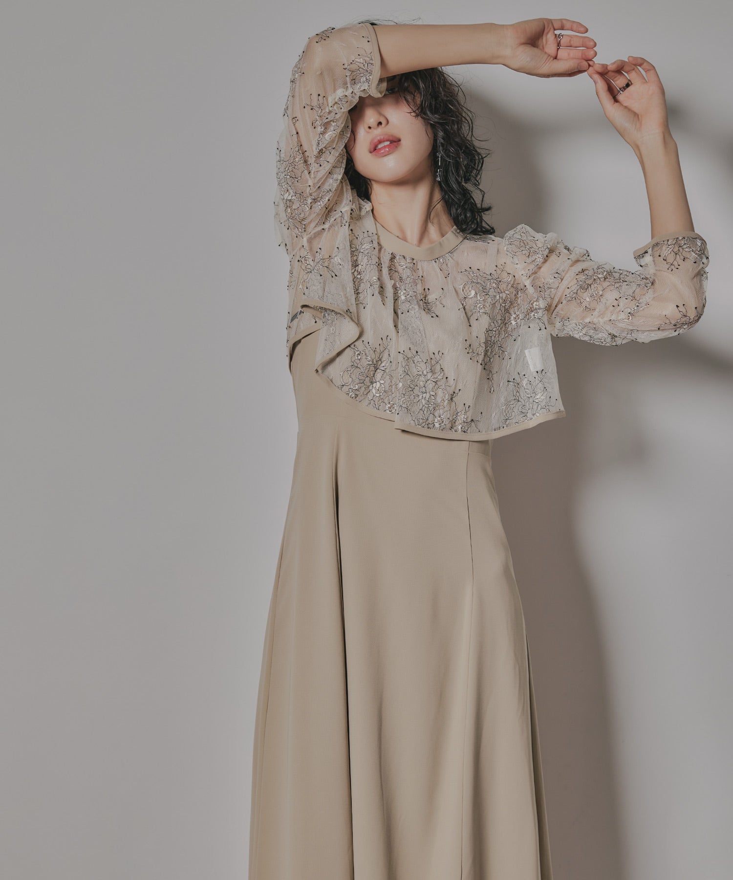 レースボレロキャミワンピレイヤードドレス｜パーティードレス・結婚式