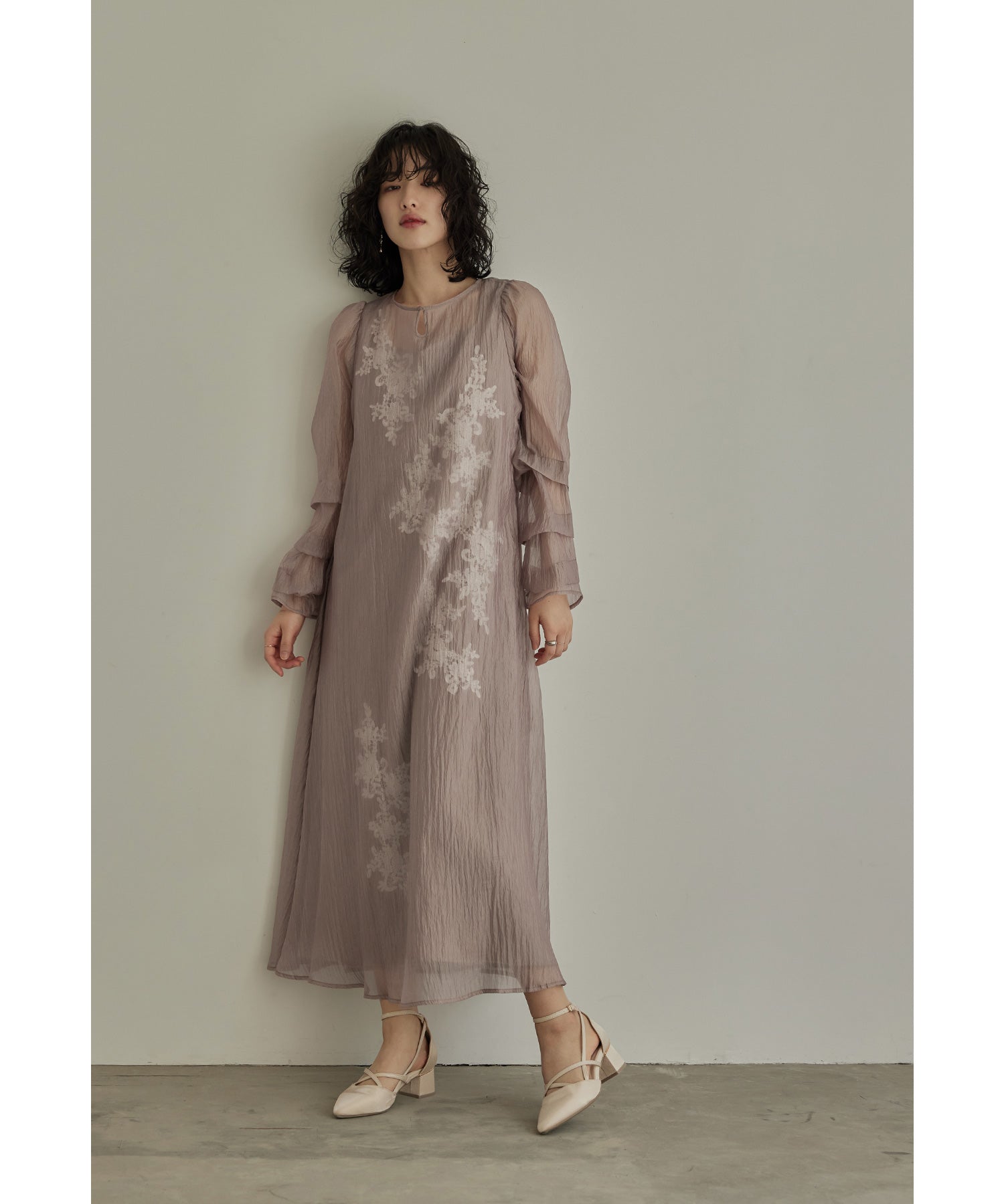 シアーAラインワンピース 結婚式 パーティードレス オケージョンドレス