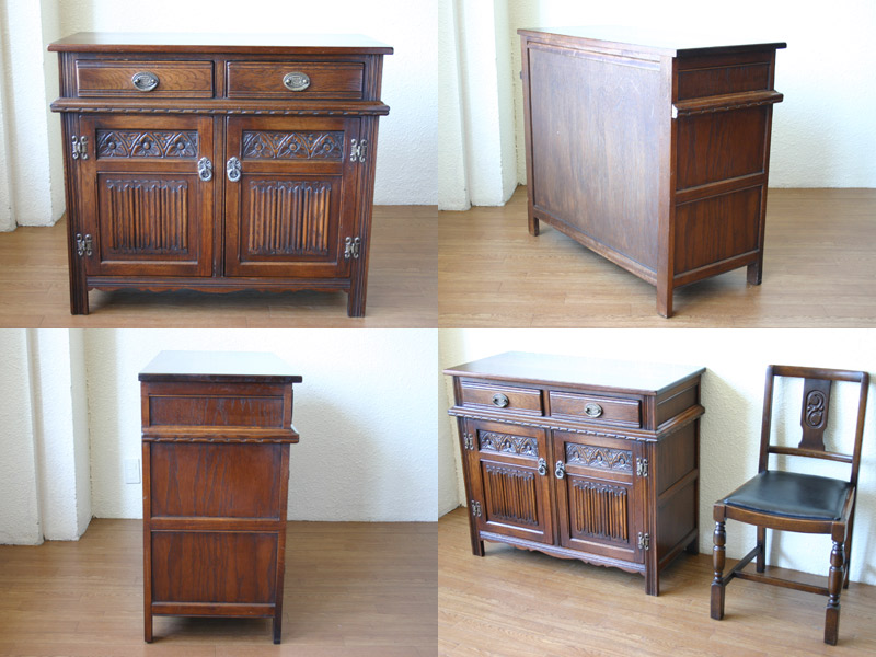 英国アンティーク 高級キャビネット スリム オールドチャーム様式