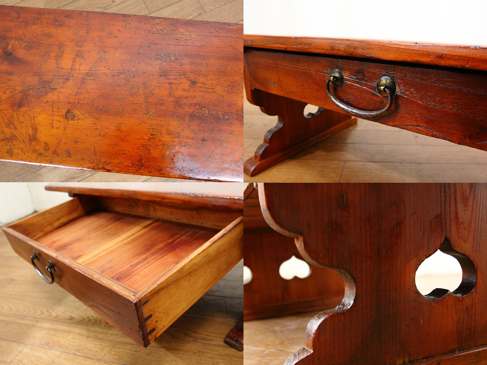 趣味の骨董 時代物古道具【欅の小机】希少