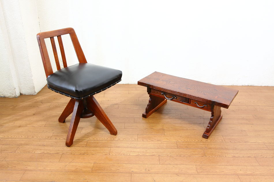 趣味の骨董 時代物古道具【欅の小机】希少