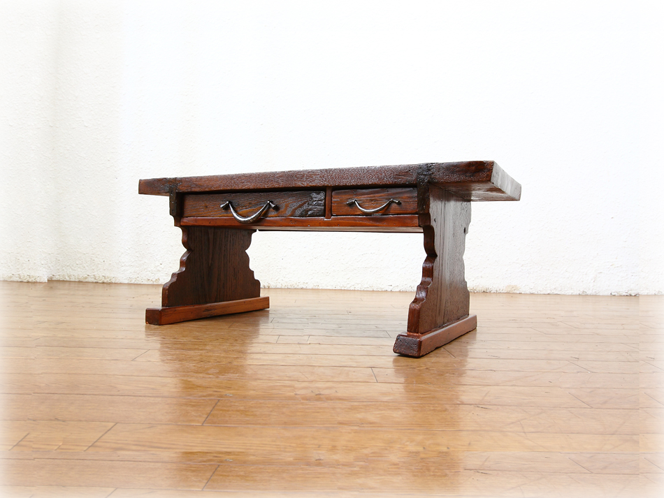 和骨董WA-COTTOO Jスタイル 文机FUZUKUE 欅(ケヤキ) スモール 寺子屋