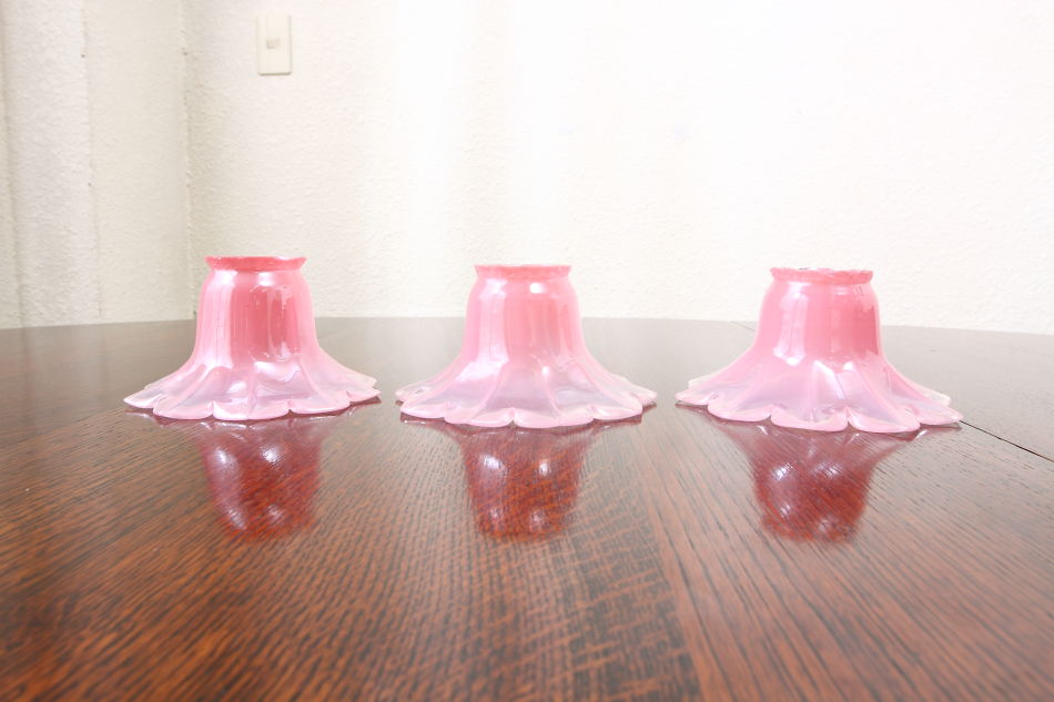 ピンクフリルエッジガラスボウル 20cm クリアボウルカラー12.5cm10枚