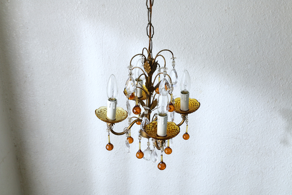 20's フランス アンティーク ピンクムラーノガラスの可愛いミニ