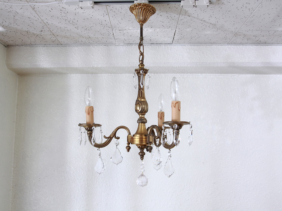 展示品 3灯シャンデリア クリスタル装飾 イタリア CRYSTAL LUCE製 展示