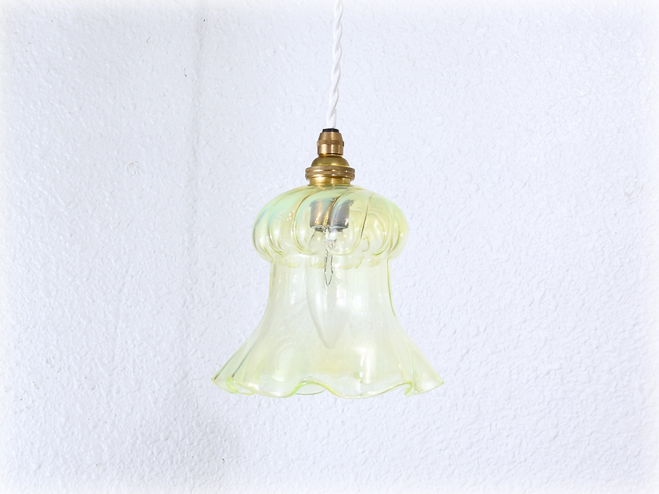 ヴァセリン シェード フランスアンティーク ウランガラスシェード L