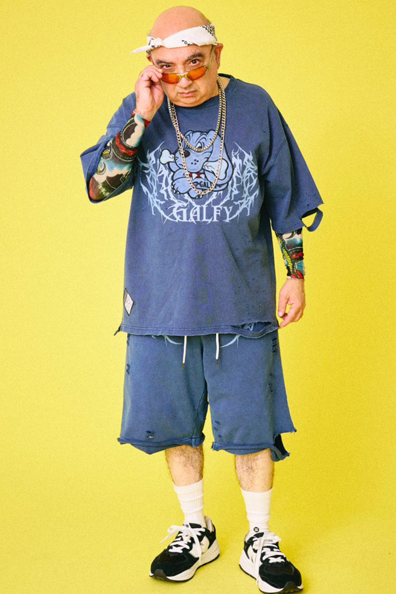 GALFY (ガルフィー)染め染めわんちゃんボロボロ Tee NAVY / ロック