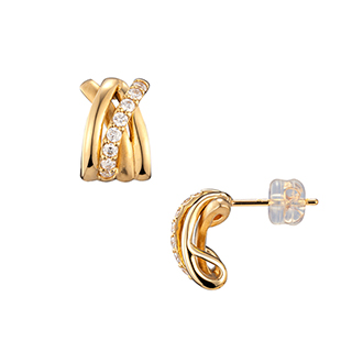 ギンザクロスオーバー〕K18イエローゴールド ダイヤモンド ピアス | 高