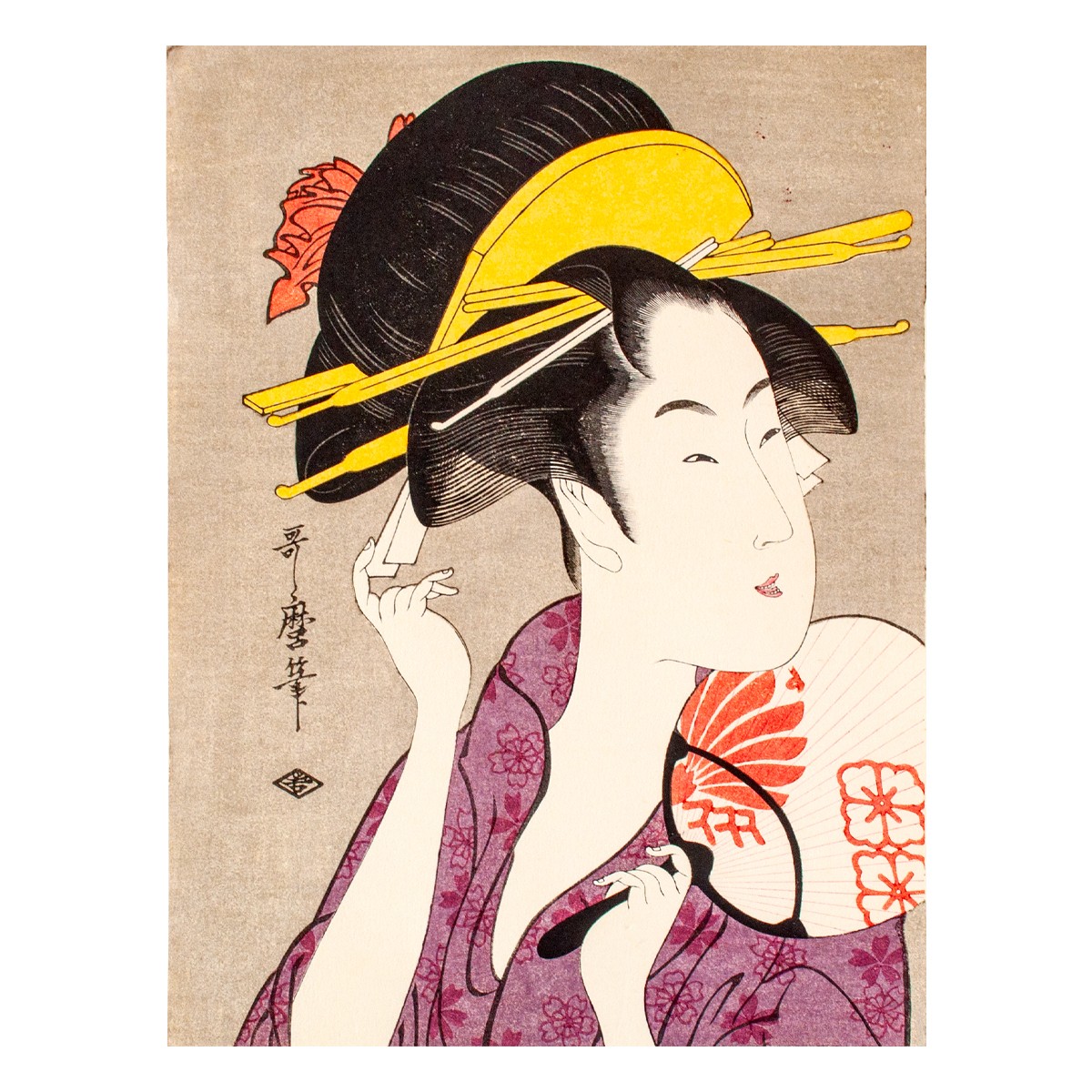 M▽歌川周重 亀井戸梅やしき御遊覧の図 木版画 美人画 浮世絵 錦絵 (063)