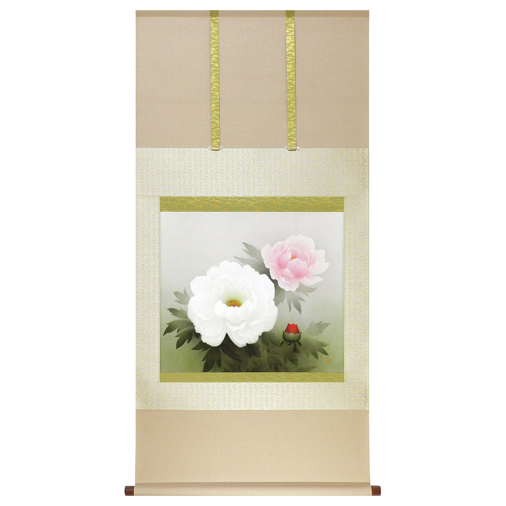 美品 掛け軸 中川幸彦作「翡翠」共箱 美術年鑑掲載 太巻き付 花鳥 美品