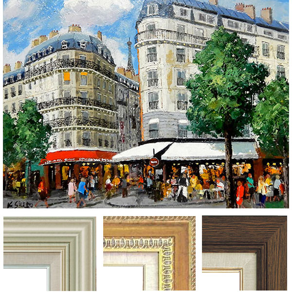 油絵 絵画 額入り 肉筆 風景画 パリ 作者不明 大きい ガラス込み F10号