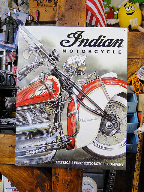 楽天市場】インディアンモーターサイクル ブリキ看板 1934年