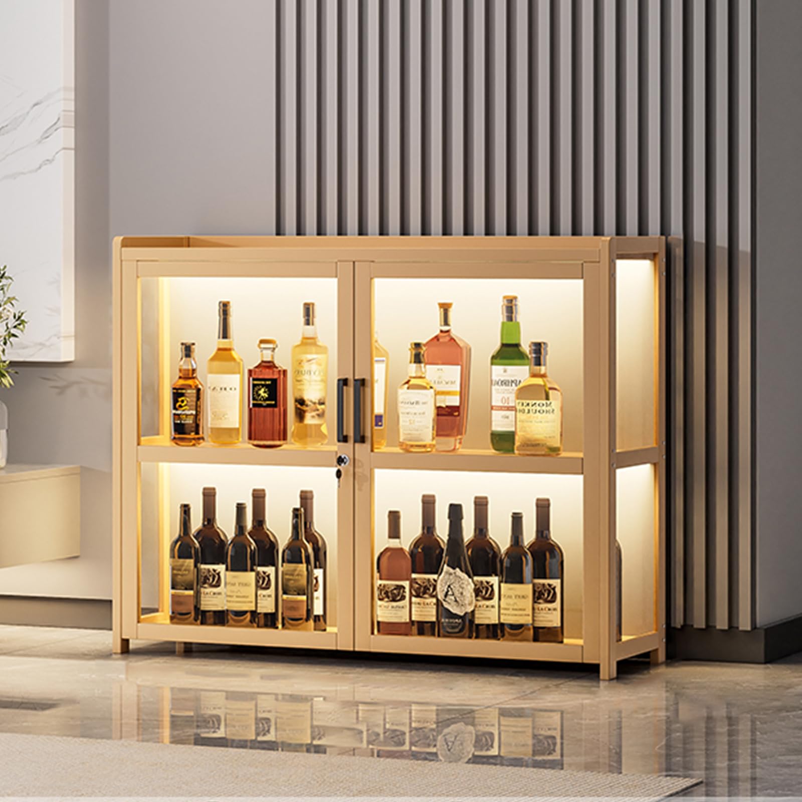 楽天市場】ウイスキーラック ワインラック お酒収納 竹製 アクリルドア