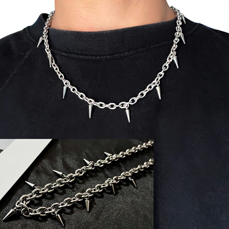 delivery 太めチェーンpunk ハート型 金属ネックレス 男女兼用