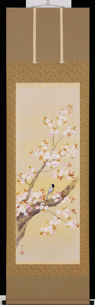 掛け軸 桜 さくら 肉質 掛軸 春 景色 壁掛け 在銘 大型 2025年最新