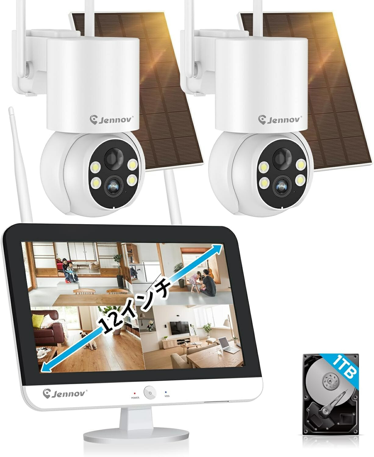 楽天市場】jennov 防犯カメラ 屋外 ソーラー 400万画素 2台セット 工事