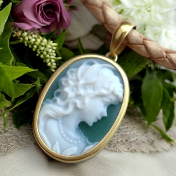 楽天市場】［南店］【美品】 K18 カメオ ブローチ 兼 ペンダントトップ