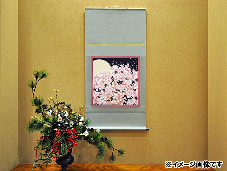 希少】ろうけつ染掛け軸 バラ タペストリー 希少】ろうけつ染掛け軸