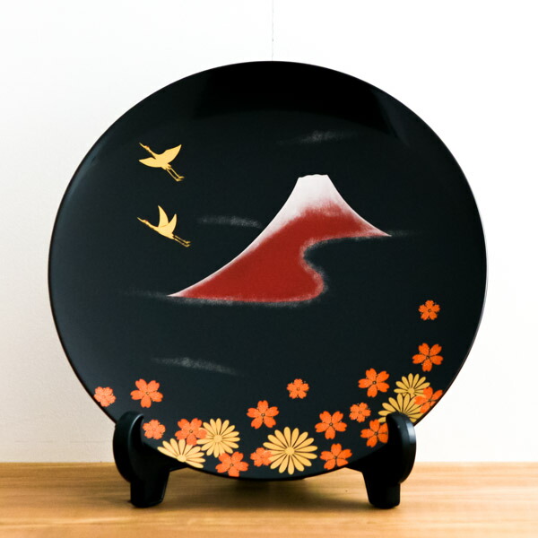 楽天市場】金富士 飾皿 スタンド付宮内庁御用達 日本製 来客 うるし 艶